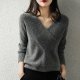 Classy Grey V-Neck Plain Sweater