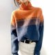 Trendy High Neck Color Block Sweater