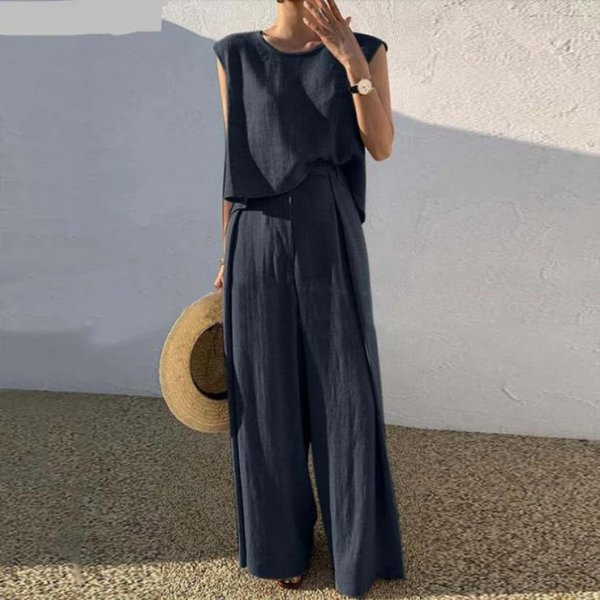 Simple Sleeveless Relaxed Boho Two Piece Set