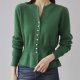 Emerald Green Button Front Peplum Outerwear Sweater