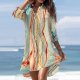 Stylish Collared Print 3/4 Sleeve Mini Dress