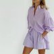 Purple 3/4 Sleeve Two Piece Set