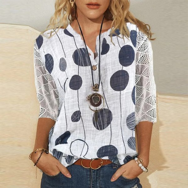 Casual 3/4 Sleeve Print Top