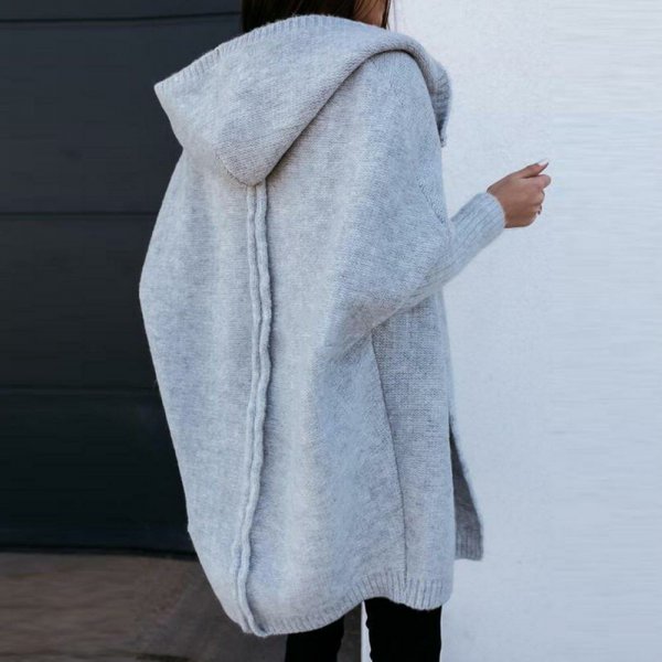 Oversized Boxy Long-Sleeved Hooded Cardigan