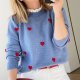 Lace Collar Blue Heart Sweater